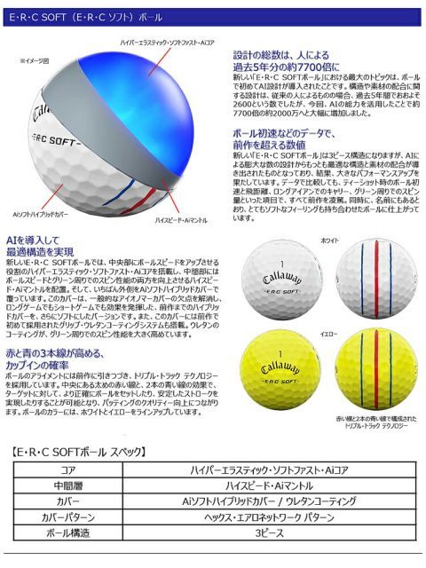 信頼 まとめ買いキャロウェイイーアールシー ソフトゴルフボール3ダースセット 36個入り 1ダース12個入りCALLAWAY ERC SOFT モデル日本