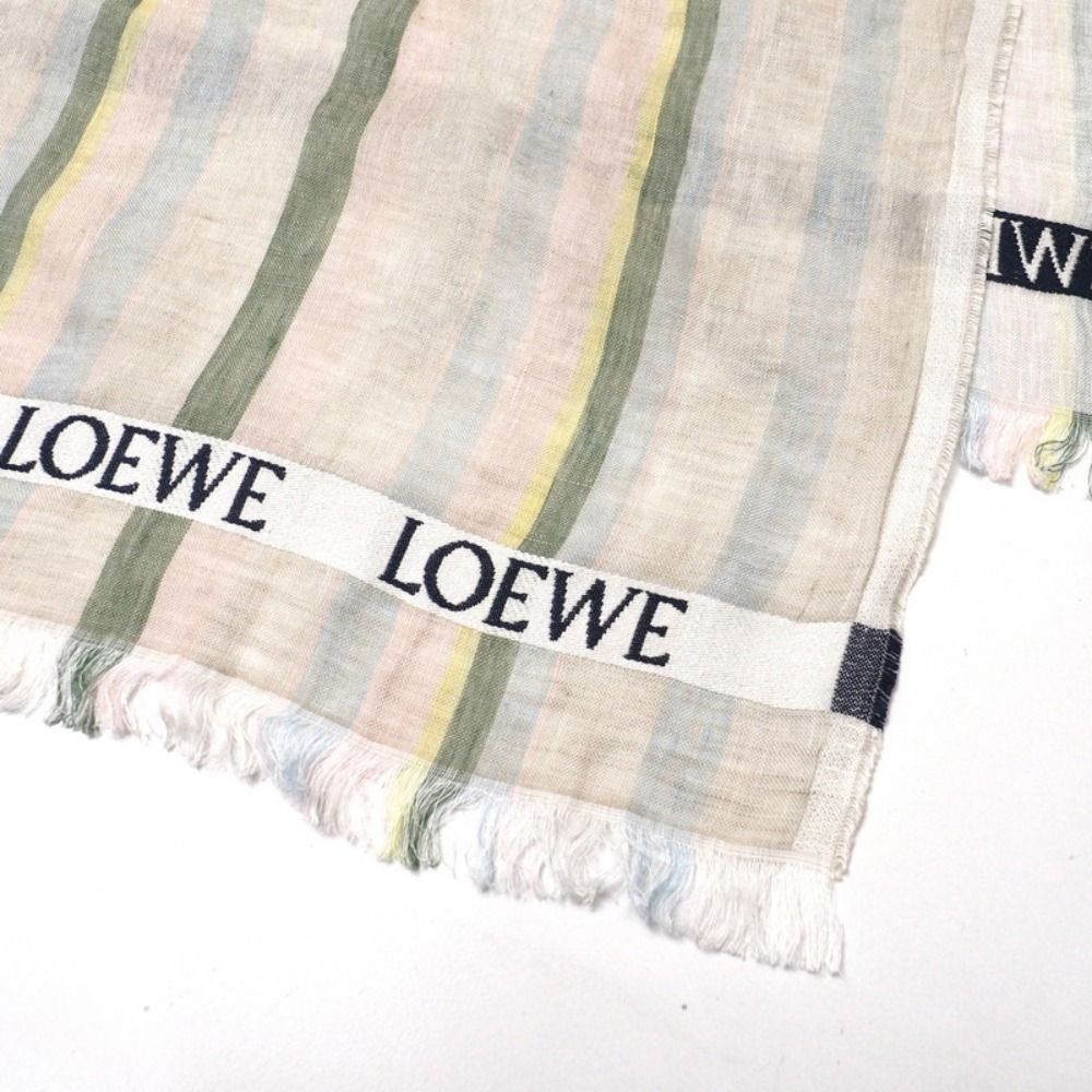 □美品□LOEWE ロエベ ストール 大判ストール ショール リネン×シルク  
