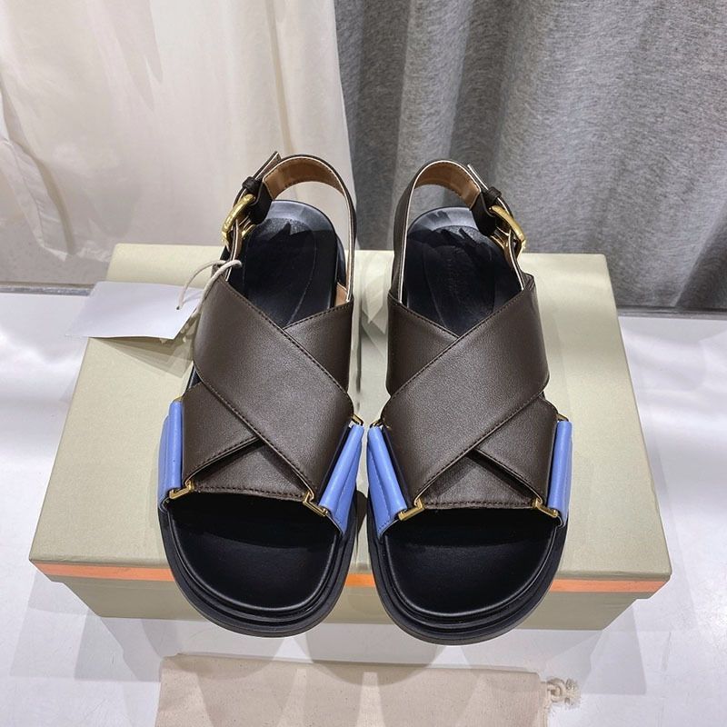 新品 レディース マルニ MARNIフスベット サンダル レザー ブラックx 