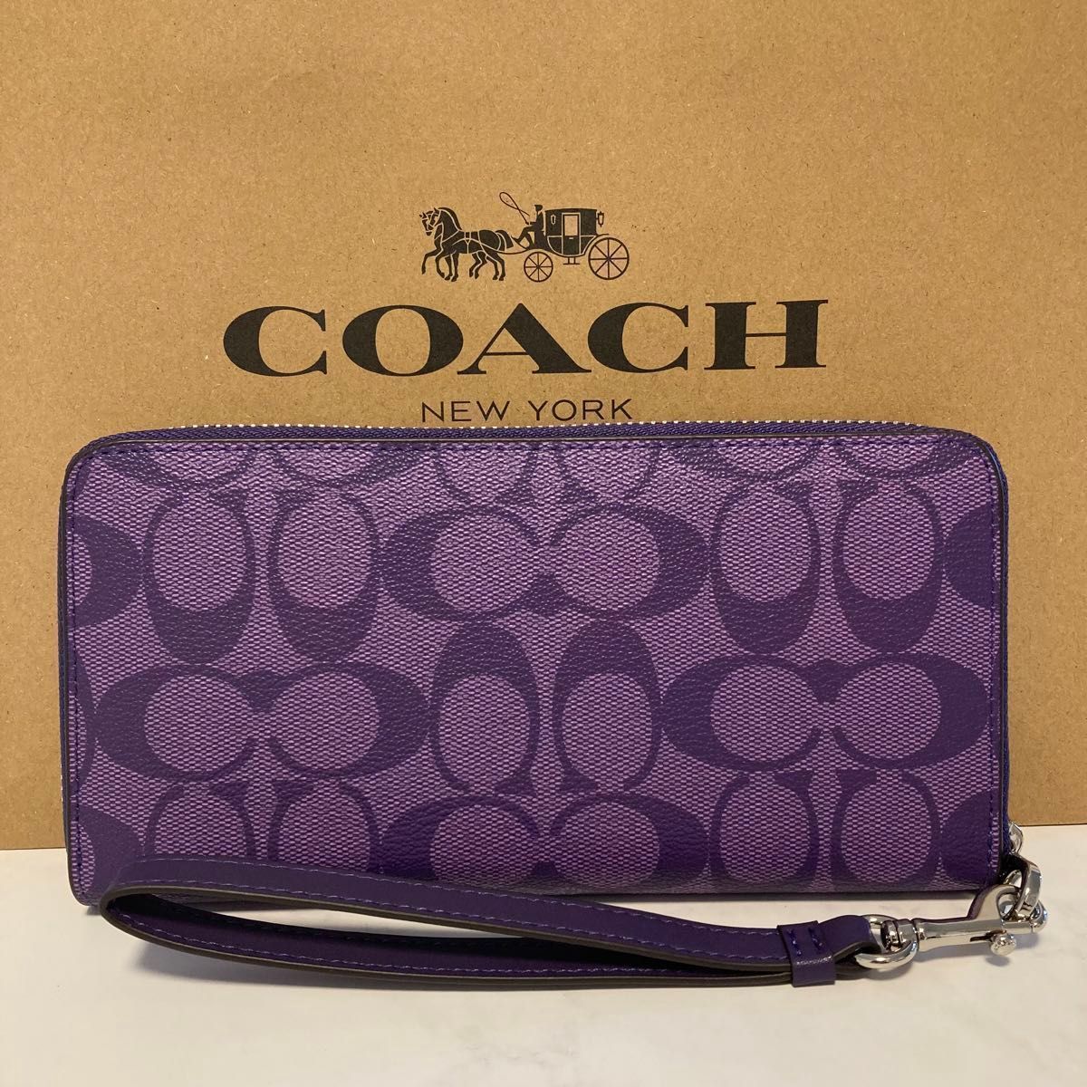 新品未使用 COACH 長財布 コーチ レディース メンズ シグネチャー ネオンパープル 型番 C4452 - メルカリ