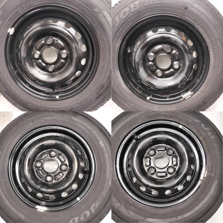 ◆本州 四国は ◆ ノーマル X ホイール 4本 145 80R12 LT ヨコハマタイヤ 12x4.00B ダイハツ 純正 4H -100 ハイゼット 等の軽トラに