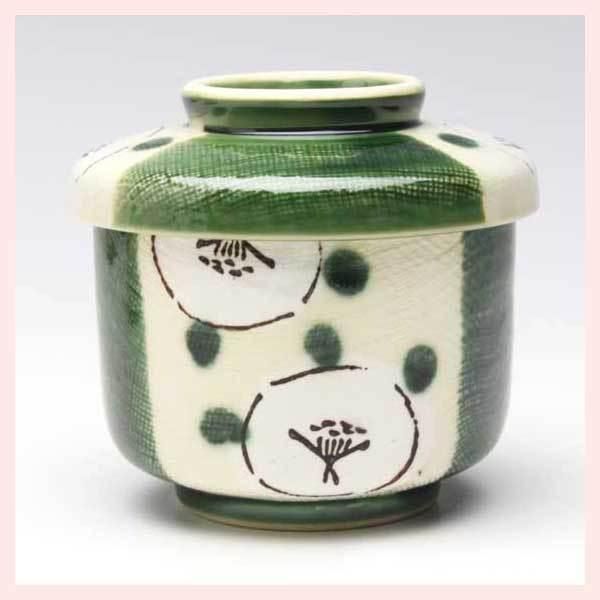 ３Ｐセット 瀬戸焼 織部間取椿 むし碗 陶器 定番 ギフト シリーズ 感 高品質 日本製 レトロモダン かわいい 和食器 おしゃれ 伝統柄 和柄 模様 日本料理 茶碗蒸し 蓋 フタ お碗 煮物 小鉢 ◎2セット目以上大幅値引き対象商品♪