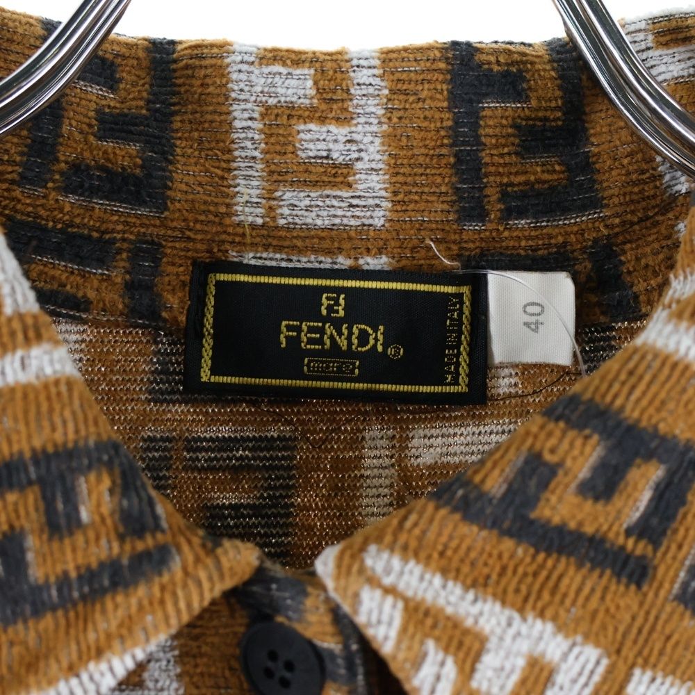 FENDI (フェンディ) VINTAGE 90s ズッカ総柄 コットンパイル地半袖
