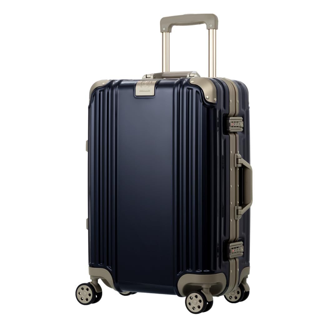 レジェンドウォーカー スーツケース 耐衝撃 アルミフレーム キャリーケース Mサイズ 静音ダブルキャスター TSAロック キャリーバッグ 出張 旅行 3～5泊 4.5kg 51L マットネイビー