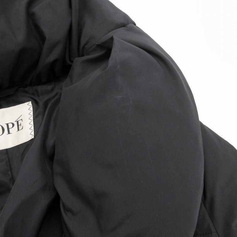 ロペ ROPE ダウンコート 襟元ダブル フード付き 黒 ブラック ゆったりめ ロペ ROPE ダウンコート ロング丈 ショールカラー 38 黒