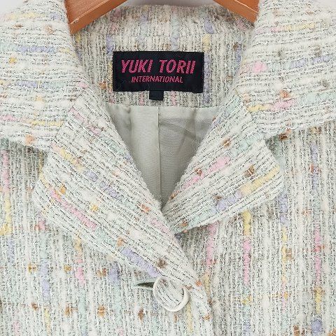 ユキトリイ YUKI TORII ツイード ジャケット 9 ライトグリーン系