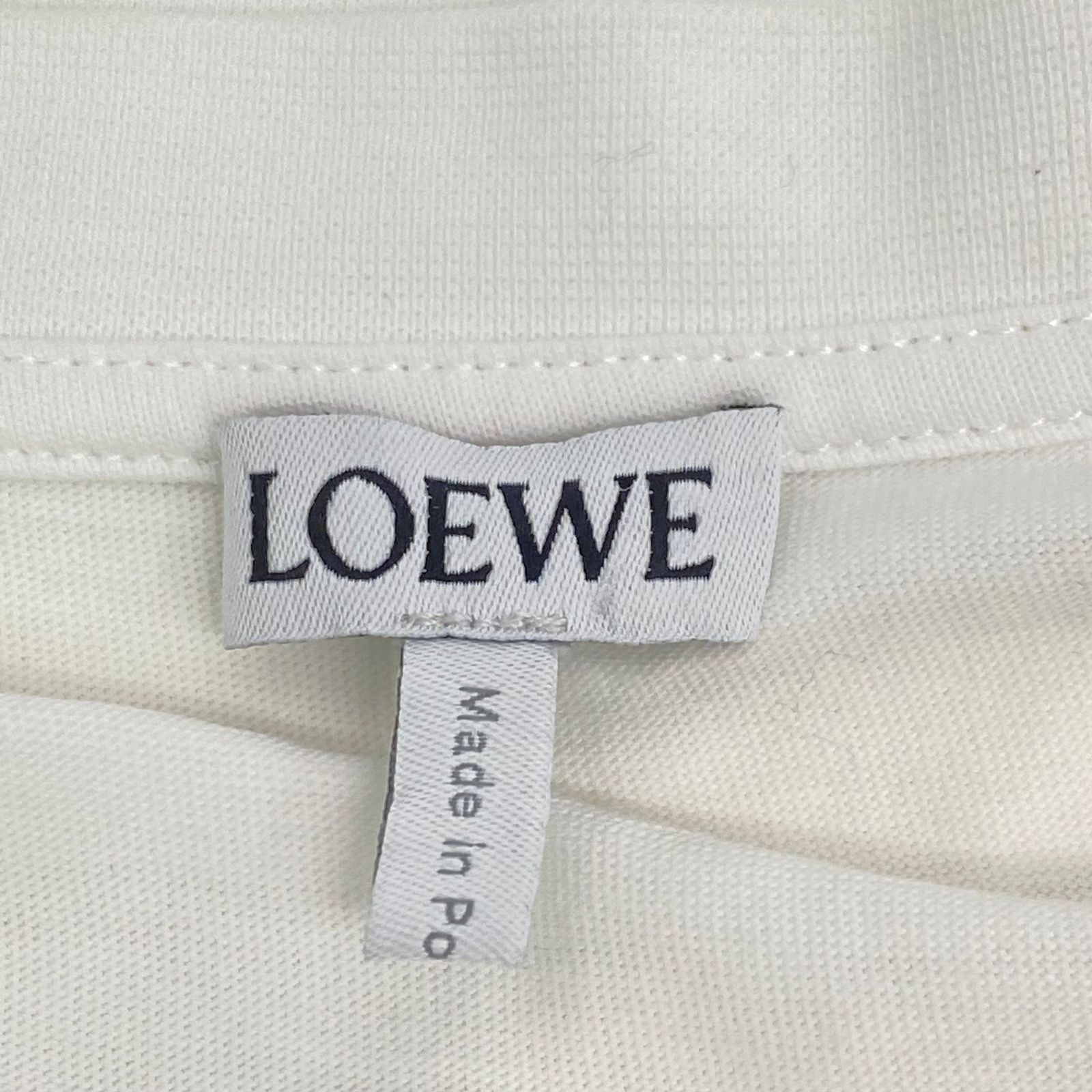 ロエベ LOEWE 長袖カットソー XSトップス 刺繍ロゴ ベージュ ウール LOEWE（ロエベ） の綿質の丸首のアルファベット入りヘビーワーク