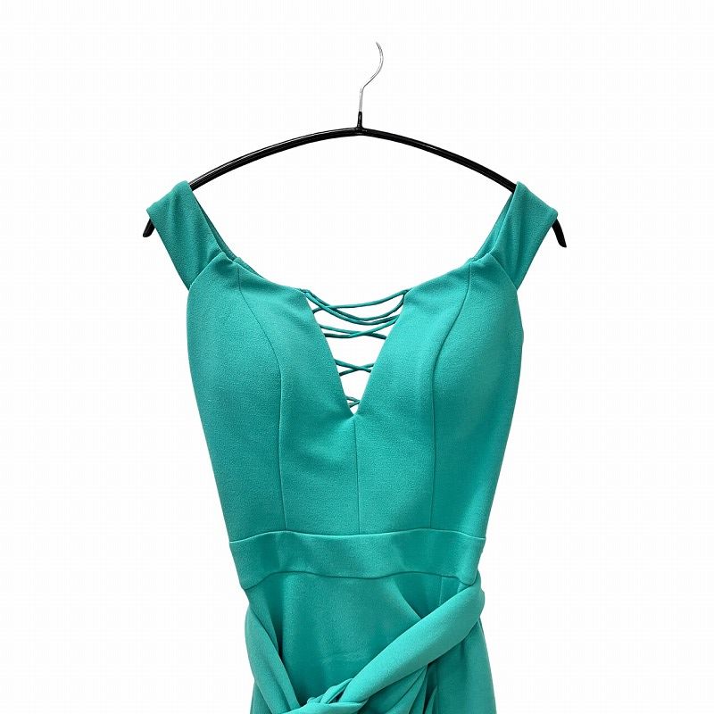 JEAN MACLEAN 青 オフショルダー ドレス 9号 Lサイズあり【JEAN