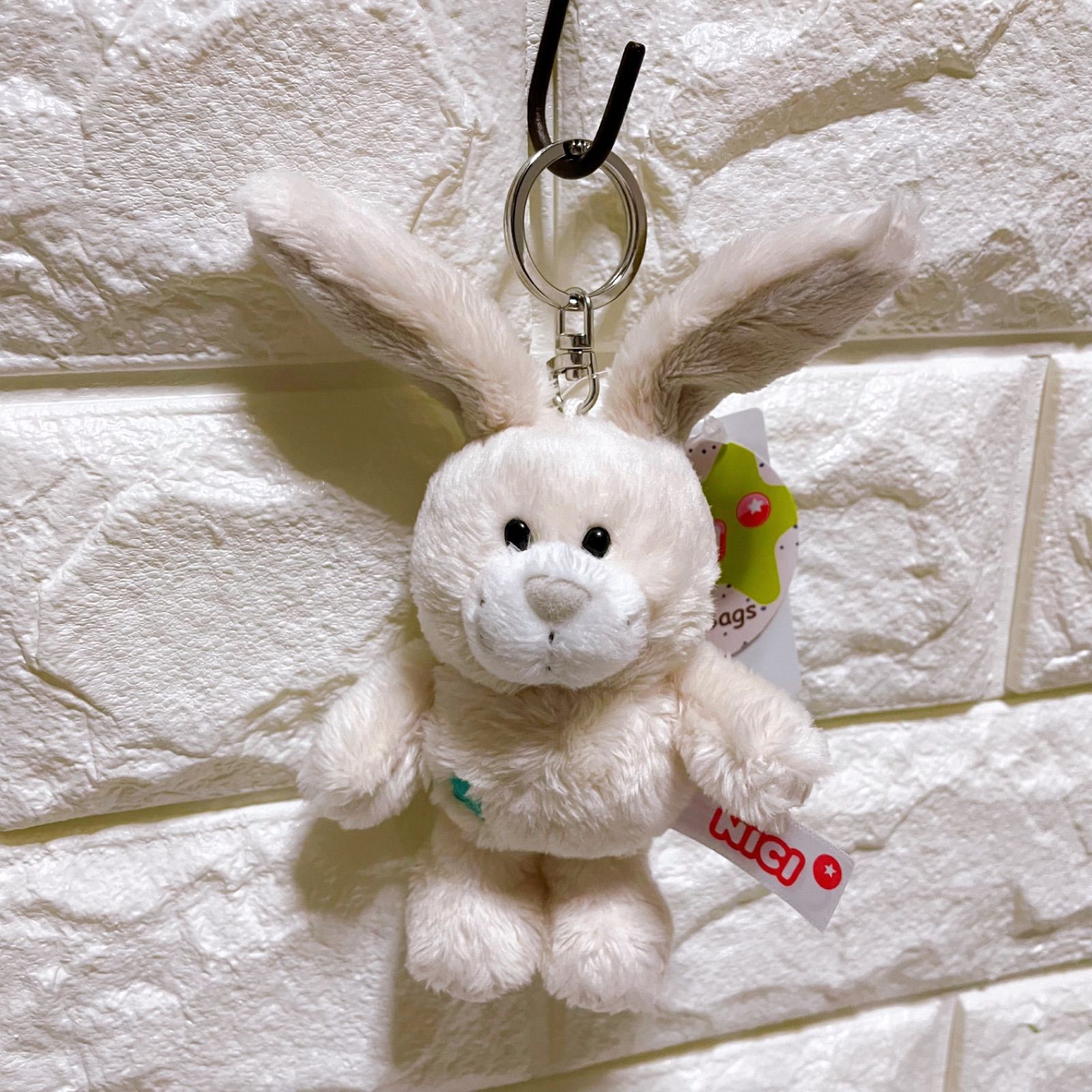 NICI スノーラビットフード ゴリラ キーチェーン うさぎ マスコット ニキ NICI - NICI スノーラビットフード ゴリラ キーチェーン うさぎ