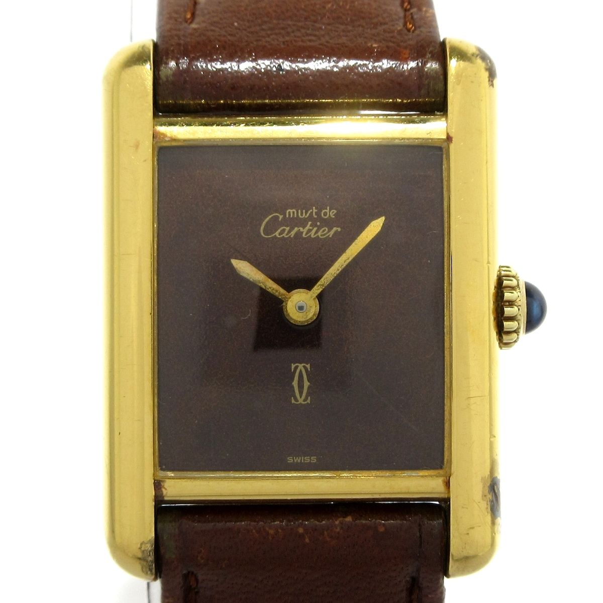 Cartier カルティエ 腕時計 マストタンク レディース 925|革ベルト ブラウン