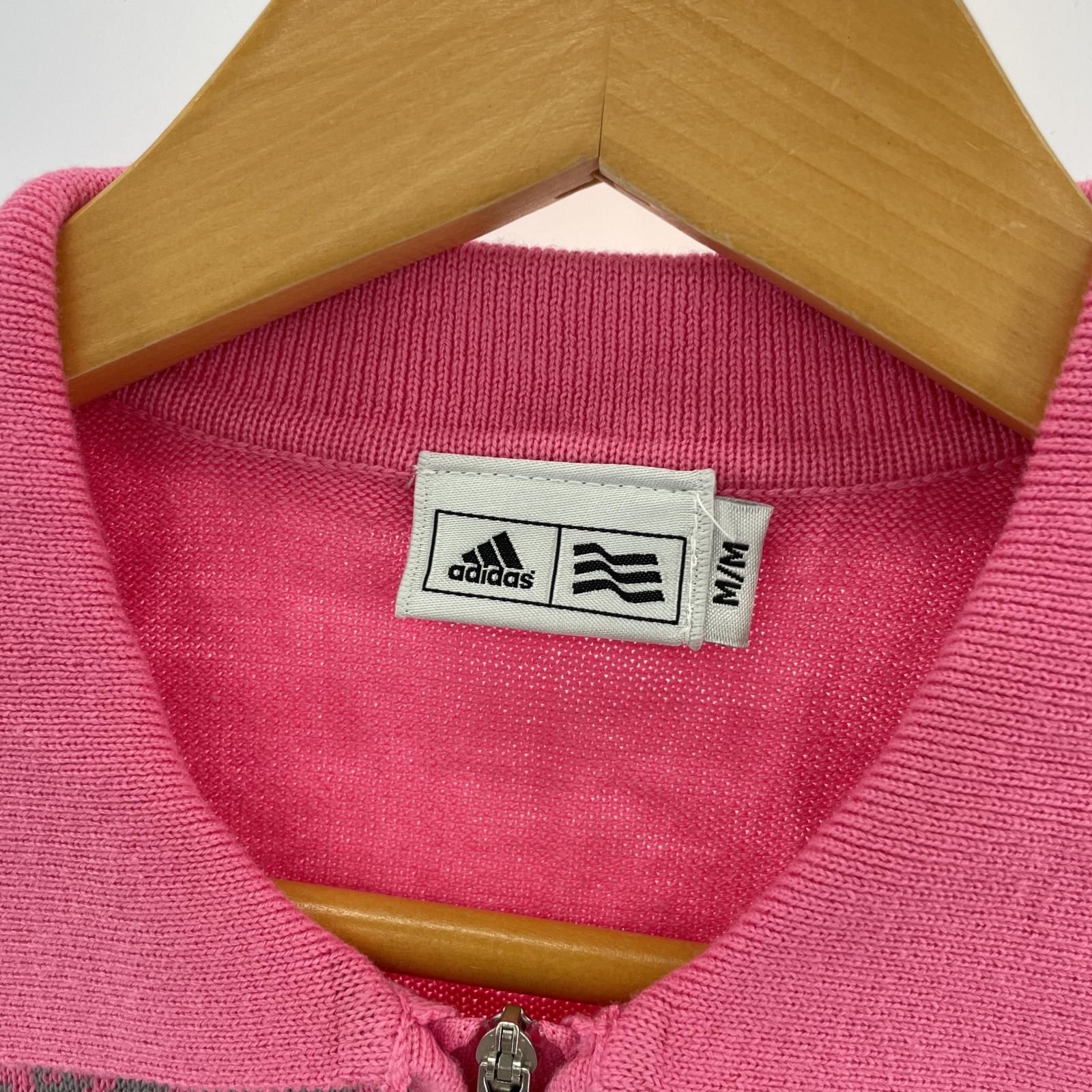 タグ付き 美品 アディダス 千鳥柄 ゴルフ ポロシャツ M ピンク ニット 半袖 adidas アディダス タグ付き 千鳥柄 ゴルフポロシャツ sizeM