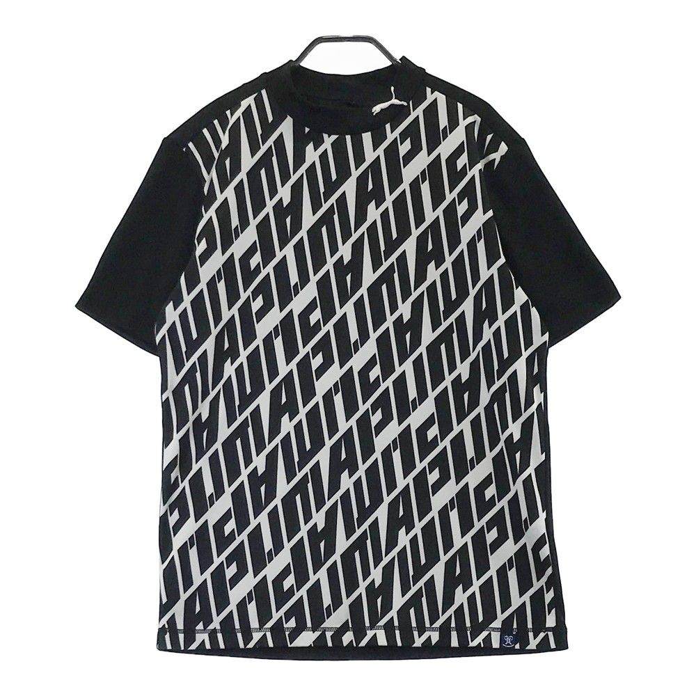 サイズ：L PUMA GOLF プーマゴルフ  ハイネック 半袖Tシャツ 総柄 ブラック系 [240101300277]# ゴルフウェア メンズ ストスト