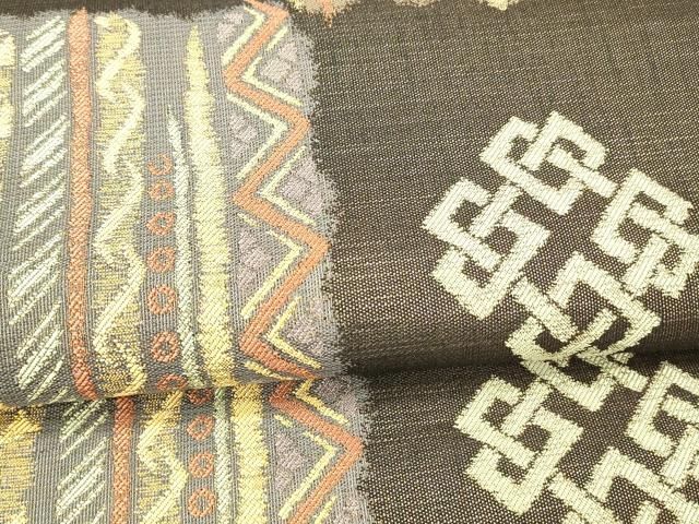 平和屋着物○六通柄袋帯 抽象文様 あん工房 金糸 正絹 逸品 DAAX8732cm