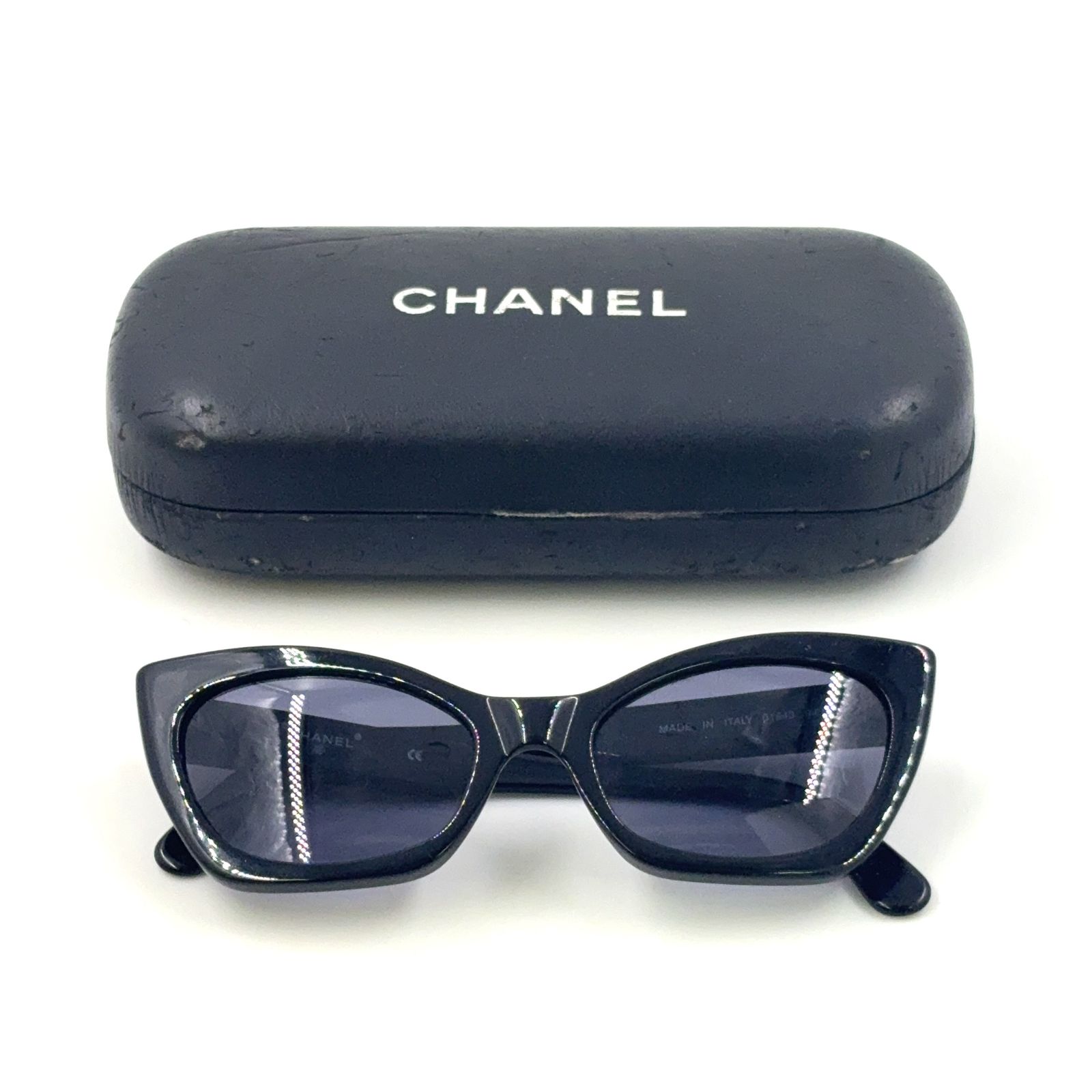 極美品 CHANEL ブラック サングラス ゴールドロゴ CHANEL キャッツアイ ココマーク プラスチック ブラック