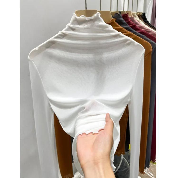tシャツ シアレイヤードハイネックトップス レディース Reurie' tシャツ レイヤード風シアーハイネックトップス