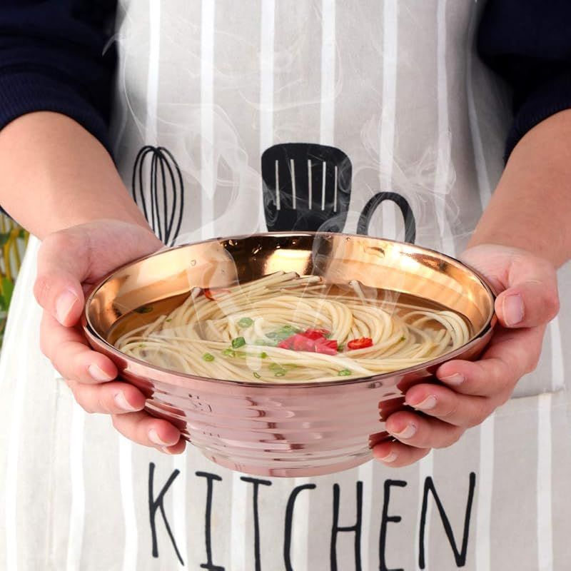 Buyit ラーメンどんぶり 麺鉢 レンゲ 箸 セット 2人用 18-8ステンレス