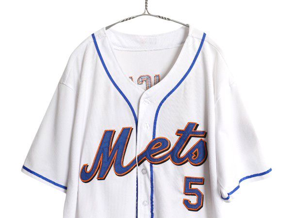 な ! メッツ ベースボール シャツ メンズ XL 程 MLB オフィシャル マジェスティック 大リーグ ユニフォーム ゲームシャツ 大きいサイズ ジャージ