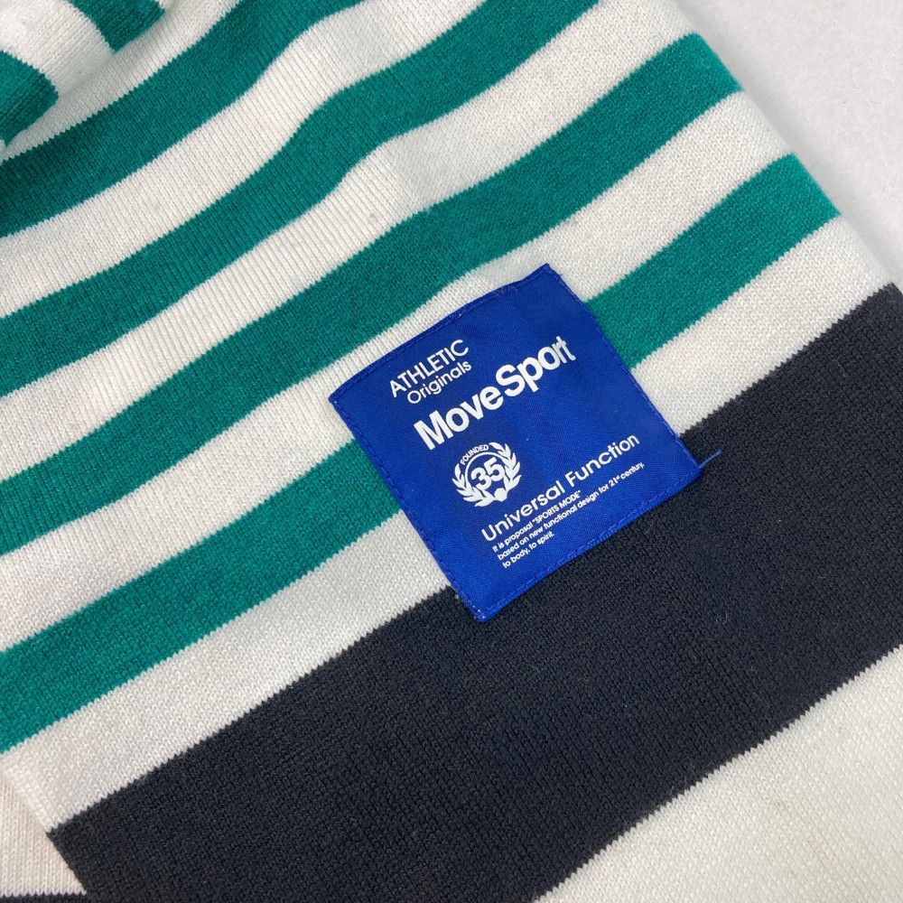 サイズ：O DESCENTE GOLF デサントゴルフ  ハーフジップ ニットセーター ボーダー柄 ホワイト系 [240101377223] ゴルフウェア メンズ ストスト サイズ：O DESCENTE GOLF デサントゴルフ ハーフジップ ニット
