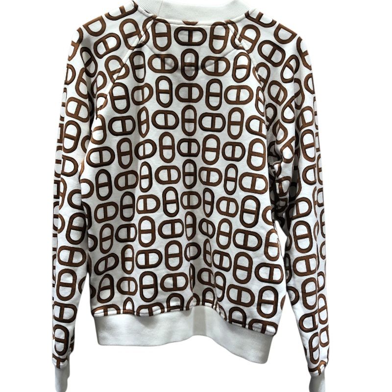 エルメス HERMES シェーヌダンクルモチーフ スウェット ホワイト コットン 長袖Ｔシャツ