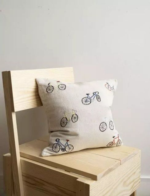 FINE LITTLE DAY BICYCLES EMBROIDERED CUSHION COVER no.1658 48x48cm クッションカバー 刺繍 ファインリトルデイ NEXPOTALLINN_EU