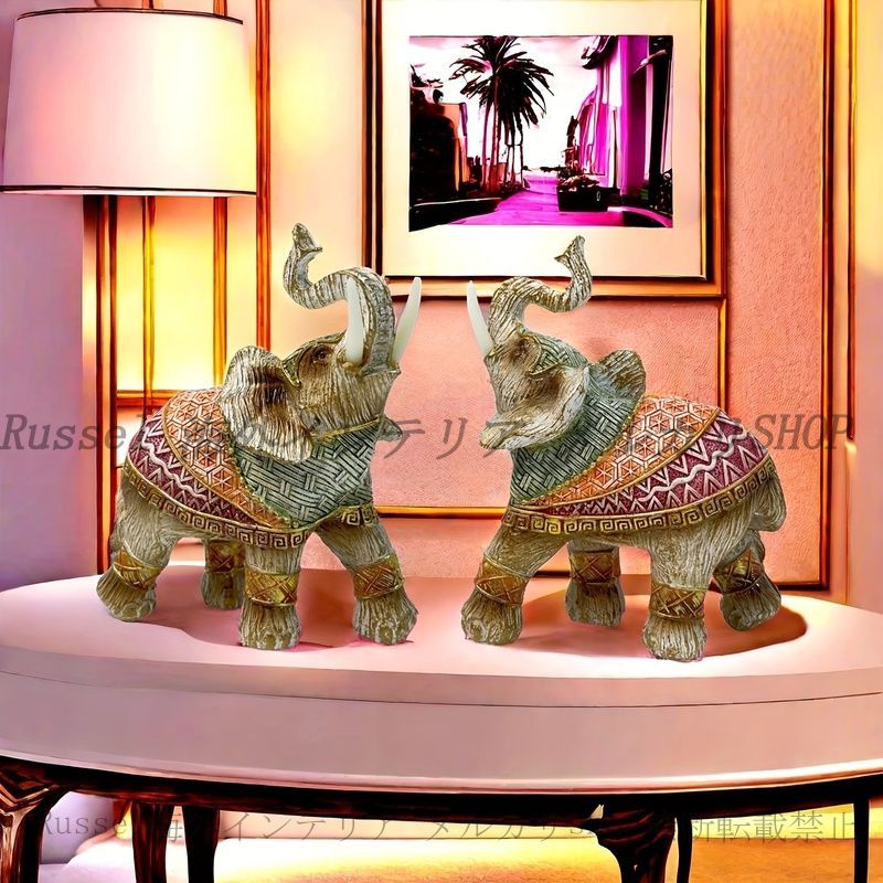 象2頭 置物