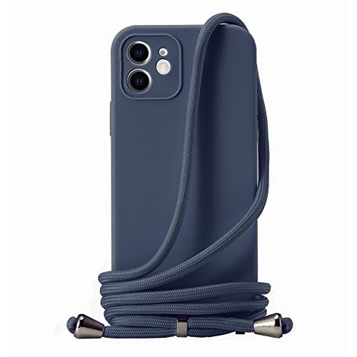 Midnight Blue_iPhone11 Handodo Apple iPhone 11 用 ケース iPhone 11 カバー ネック ショルダー ストラップ付き スマホ シリコン カバー 紐付き 斜めがけ 織りストラップ付き 調節なショルダー クロスボ