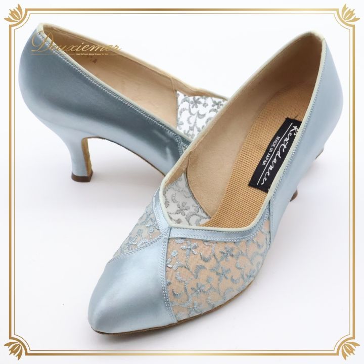 社交ダンス 衣装 スタンダード 22 1|2CM 靴 シューズ ケントダンス レディース ブルー系 水色 Kentdance 日本製 ヒール 舞台 イベント メッシュ 花柄 おしゃれ フォーマル ダンスシューズ