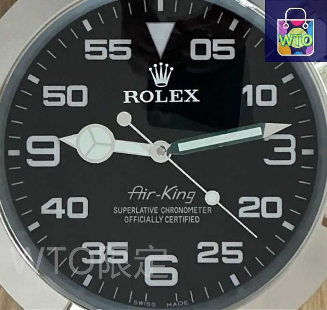 海外販促品 新品 ROLEX掛け時計 エアキング シルバー/ブラック