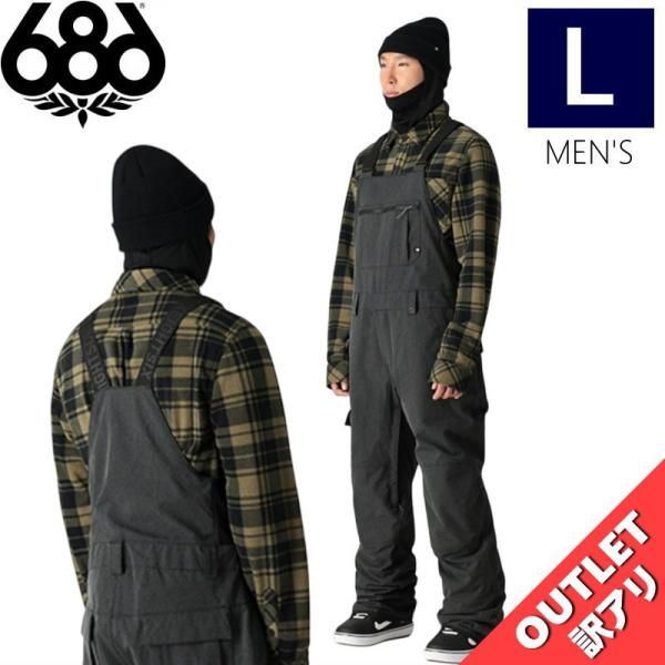 アウトレット ◎ 686 HOT LAP INSULATED BIB PNT BLACK DENIM Lサイズ シックスエイト パンツ スノボウェア ビブパンツ 24-25