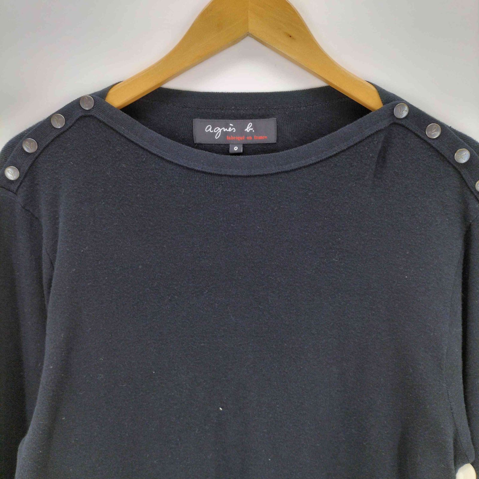 agnes b homme フランス製 90s コットン ドライバーズニット アニエスベー agnes b. 肩ボタンコットンニット メンズ JPN：0