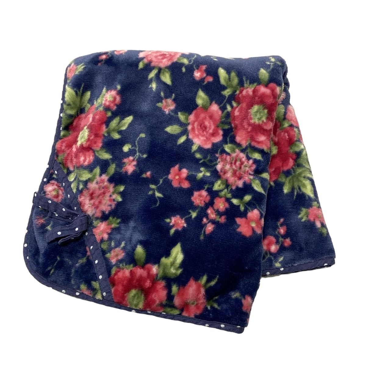 LAURAASHLEY ローラアシュレイ ブランケット - ネイビー×レッド×グリーン 花柄