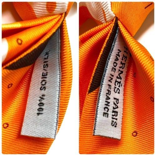未使用品】HERMES エルメス シュシュ ベラ シルク100％ オレンジ