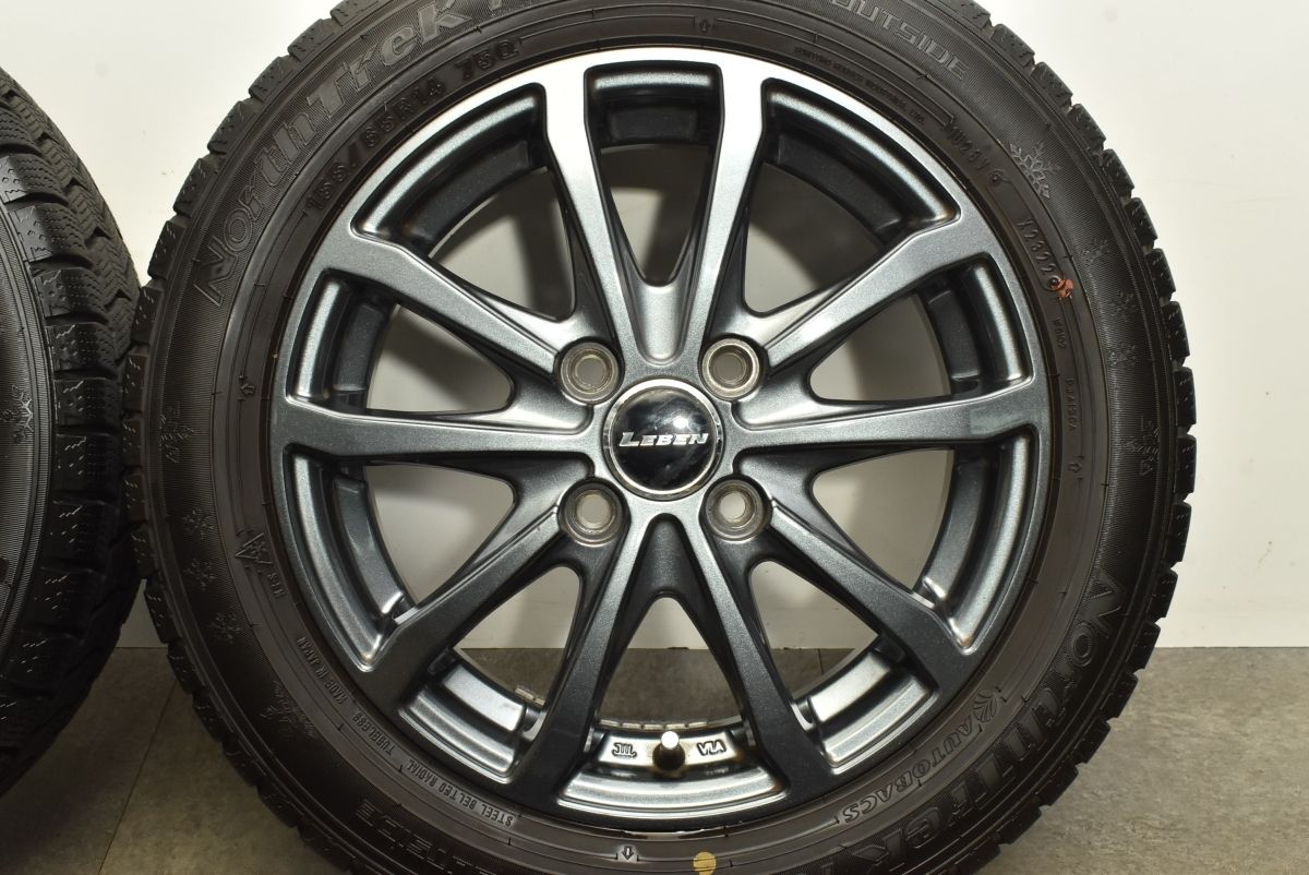 バリ溝 LEBEN 14in 4.5J＋45 PCD100 － 製 ノーストレック N5 155 65R14 N-BOX N-ONE N-WGN サクラ デイズ デリカミニ FFCRYSTALESIA_COM