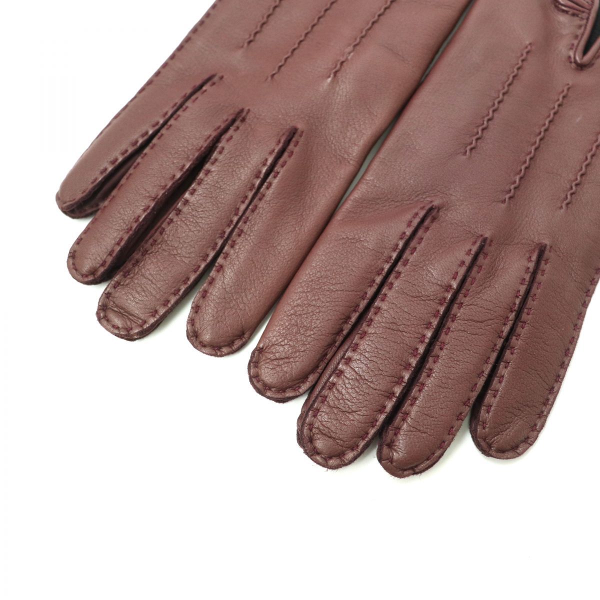 美品☆HERMES エルメス セリエボタン付き レザーグローブ／手袋