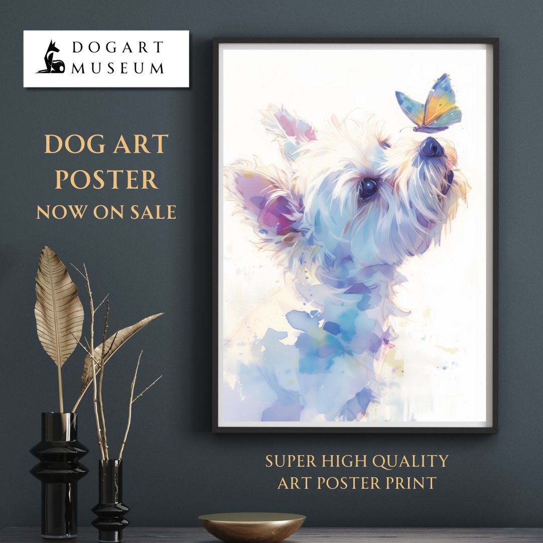 蝶犬戯舞 - ヨークシャーテリア犬の子犬 購入 No.5】ジークレー版画