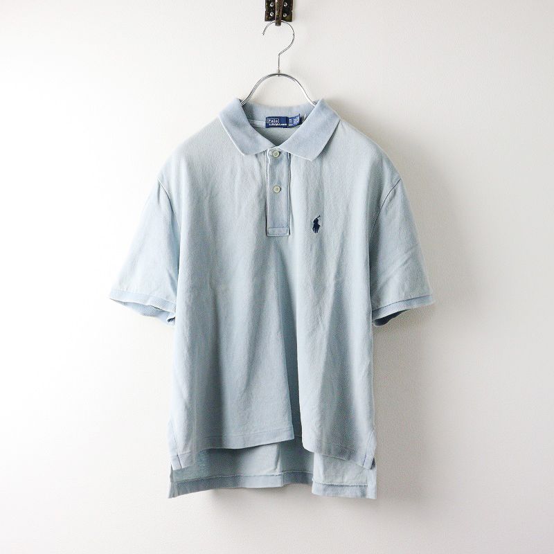 Ralph Lauren ライトブルー ポロシャツ 半袖 ラルフローレン パイルポロシャツ ライトブルー 表記(XL