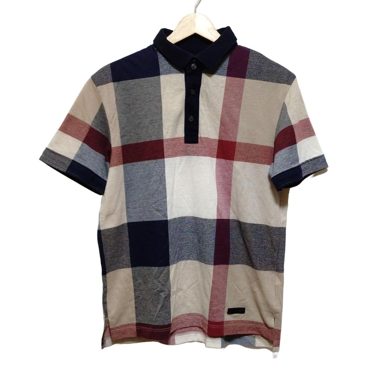 ブラックレーベルクレストブリッジ 半袖ポロシャツ サイズM メンズ - グレーベージュ×ダークネイビー×マルチ チェック柄