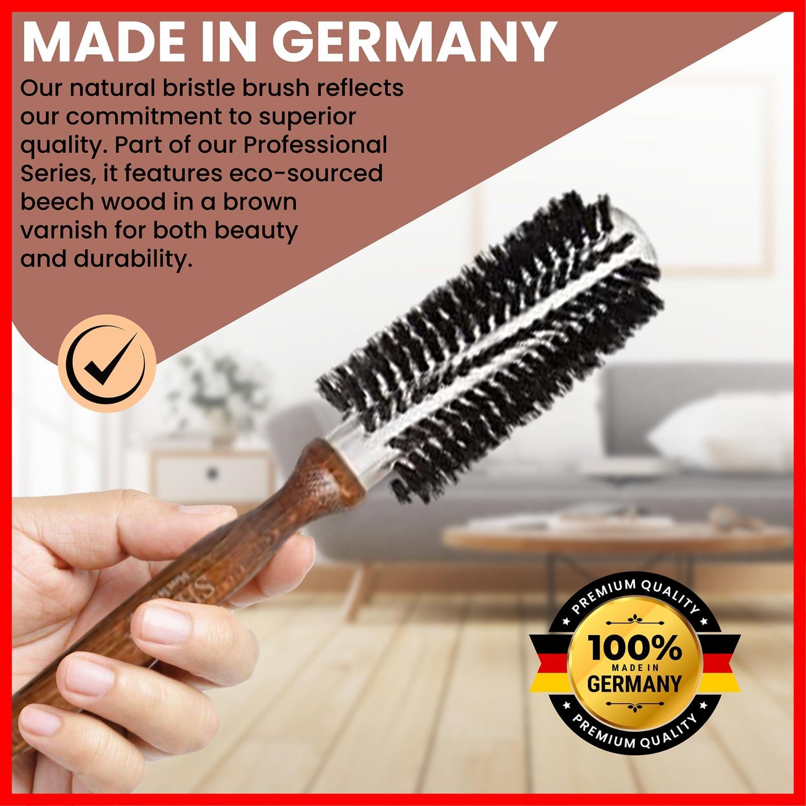 型猪毛ラウンドヘアブラシ、プロ仕様、ブローとスタイリングの