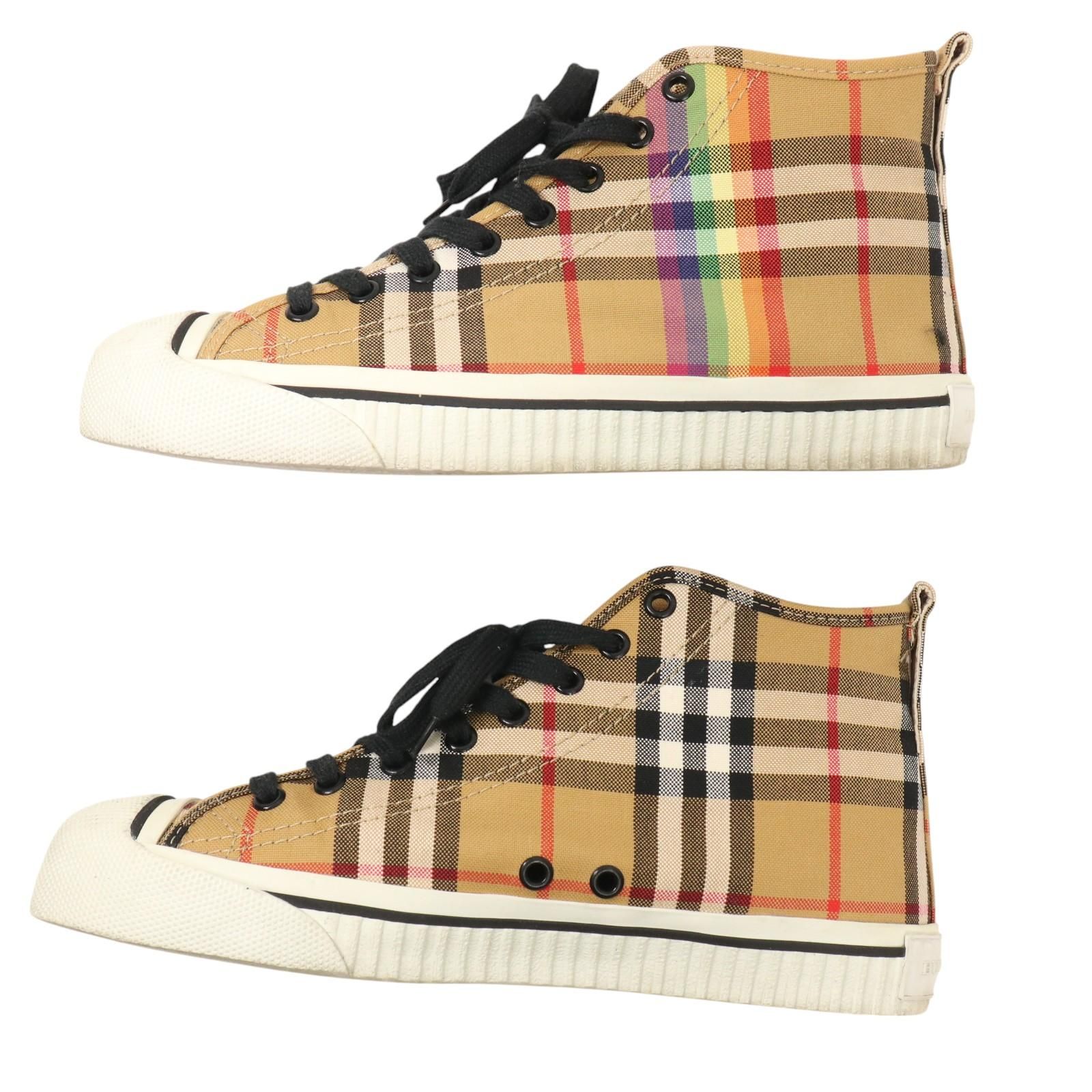 BURBERRY/バーバリー レインボープリント チェック柄 ハイカット  