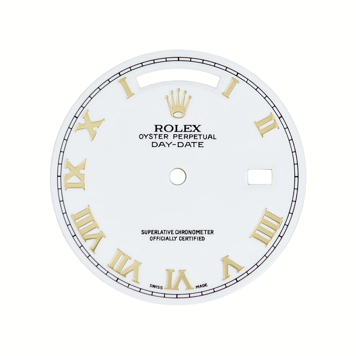 ロレックス ROLEX 腕時計パーツ デイデイト 純正 ダイアル ステンレススチール ホワイト 三針付き 文字盤 バー ホワイトローマン 交換 替え インデックス 28ｍｍ