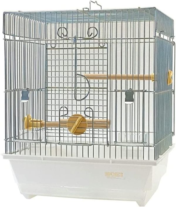 【新品・3営業日で発送】豊栄金属工業 鳥かご　101角手のりG 白底