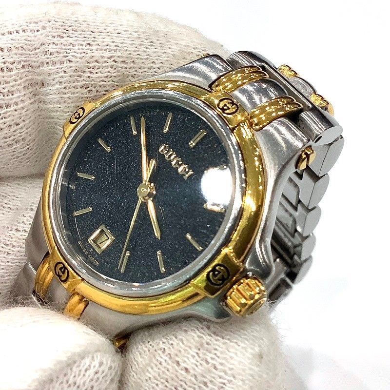 ANAC クォーツ ブラックダイヤル 時計 GUCCI グッチ 9040L レディース クォーツ時計 腕時計 QZ