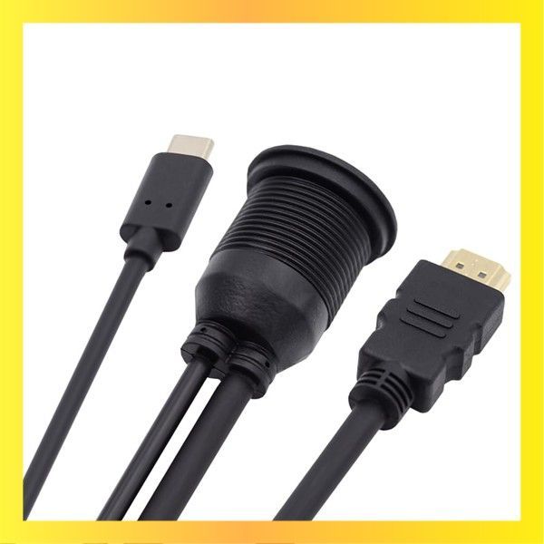 新着Type-C＆HDMI Cablecc USB 3.1 USB-C Type-C u0026 4K HDMI 延長フラッシュカーラッチマウント延長防水防塵ケーブルダッシュボードパネル用