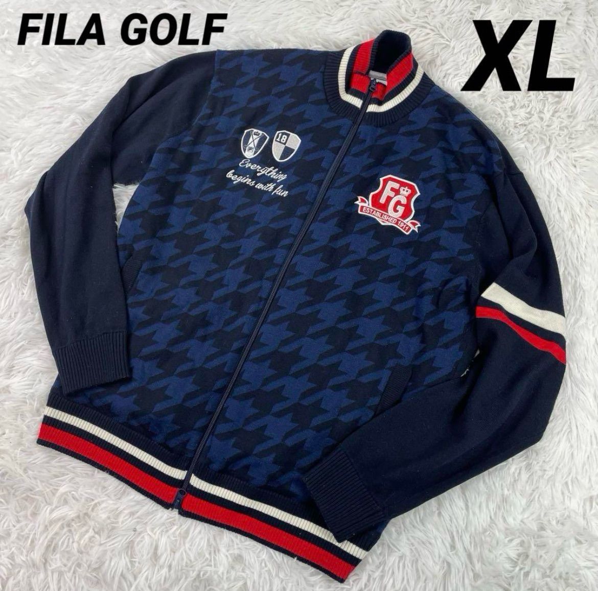 FILA GOLF ニットブルゾン 千鳥格子柄 XL ダブルジップ - メルカリ FILA GOLF ニットブルゾン 千鳥格子柄 XL ダブルジップ - メルカリ