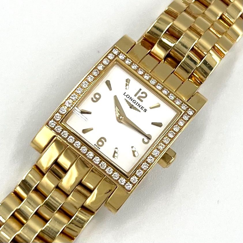 384ロンジン　L5.166.0 ドルチェビータ　シェル　ダイヤ　腕時計 ロンジン ドルチェビータ L5.166.7 K18 ダイヤベゼル クォーツ