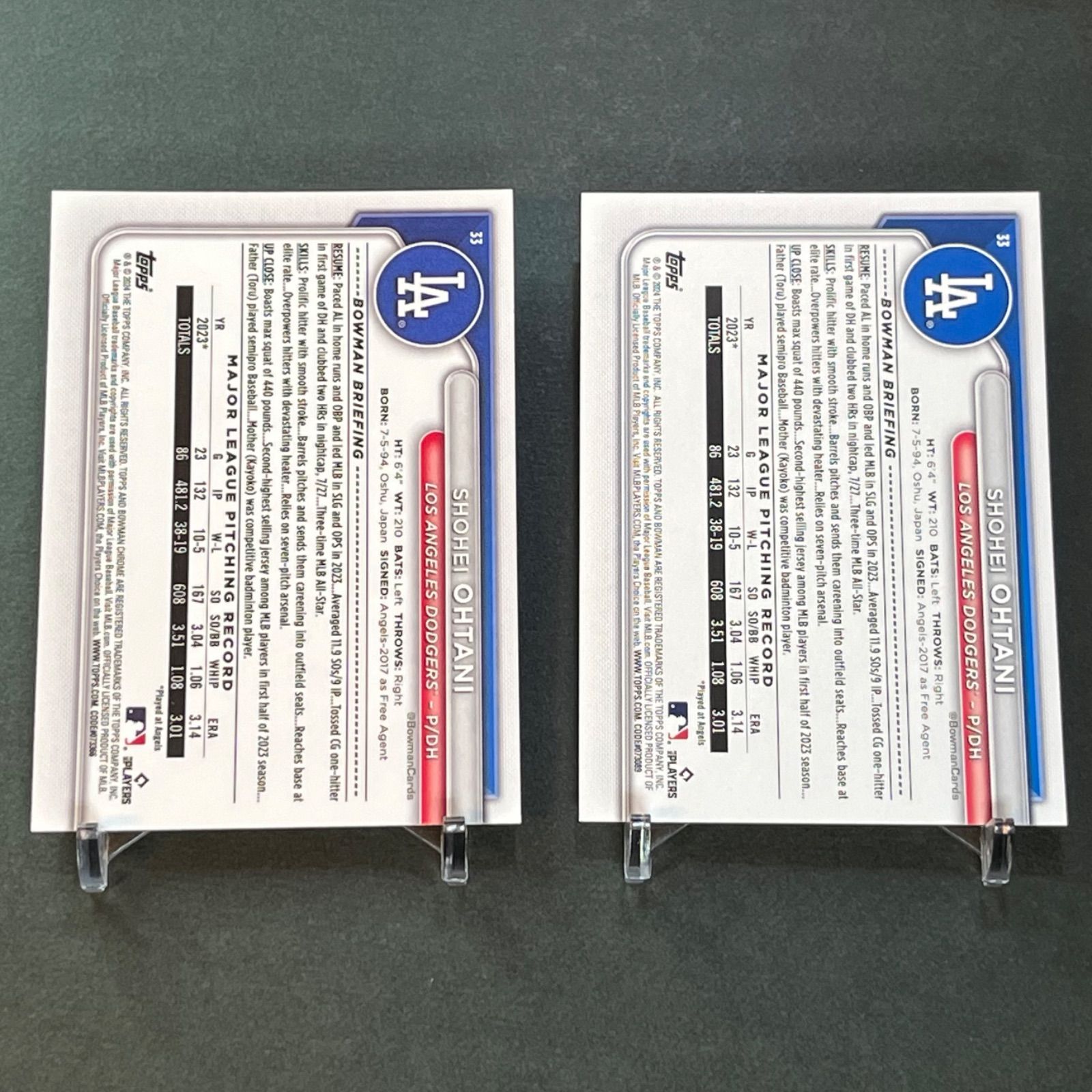 ⑤【新品スリーブ&ローダー入り】 大谷翔平2枚セット 2024 Topps 