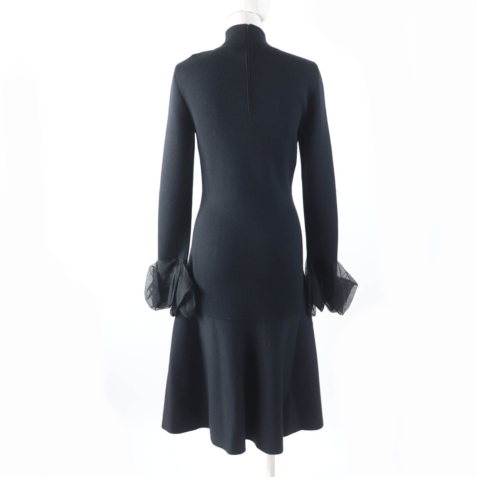 アクリス　AKRIS ブラック　ウールワンピース アクリス AKRIS ブラック ウールワンピース ウールシルク ・ドレス