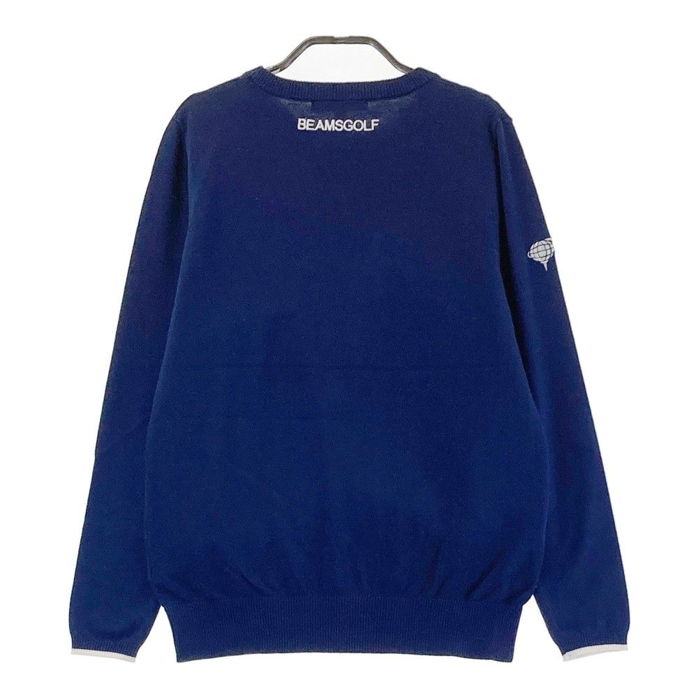サイズ：L BEAMS GOLF ビームスゴルフ  クルーネック 長袖ニットセーター  ネイビー系 [240101417184] ゴルフウェア レディース ストスト サイズ：L BEAMS GOLF ビームスゴルフ クルーネック 長袖ニット
