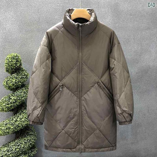 秋冬 コーデ メンズ 服 シンプル ファッション オシャレ 大人 かっこいい 大きいサイズ ストリート 紳士服 ロング ダウン ジャケット アウター カジュアル ミドル丈 トップス