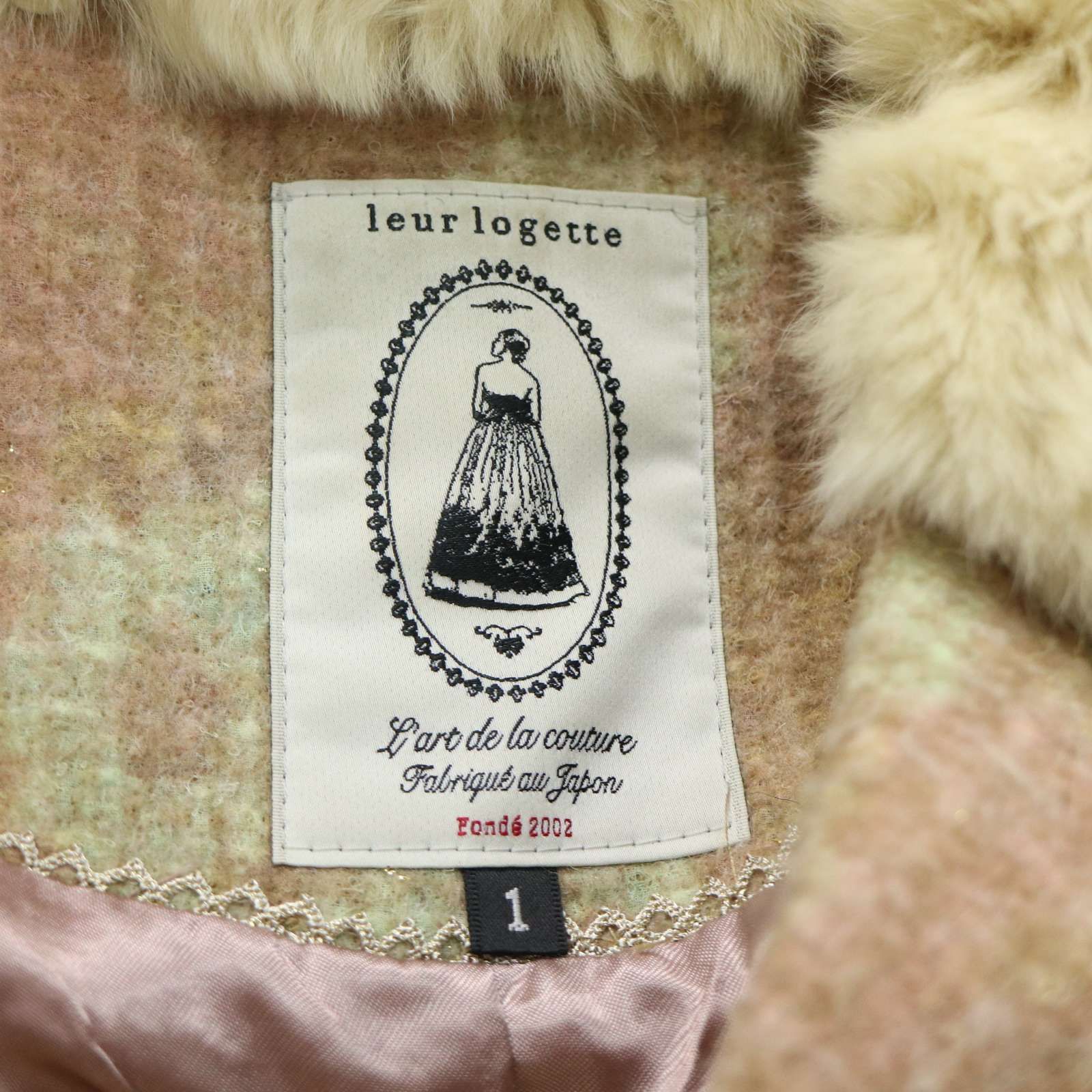 leur logette 花柄ファージャケットコート